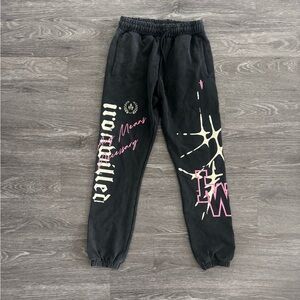 Ironwilled BAMN Vintage Black Joggers with Pink Accents